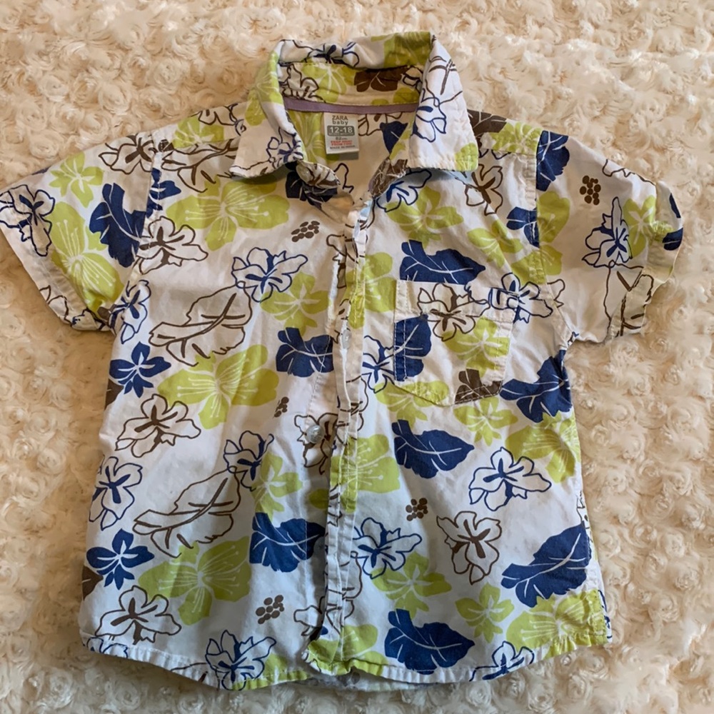 Cute Hawaiian print shirt by Zara baby, size 12-18m